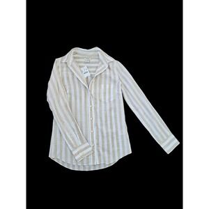 J.Crew NWT Striped White Tan Cotton Lightweight Button Down Shirt sz XXS